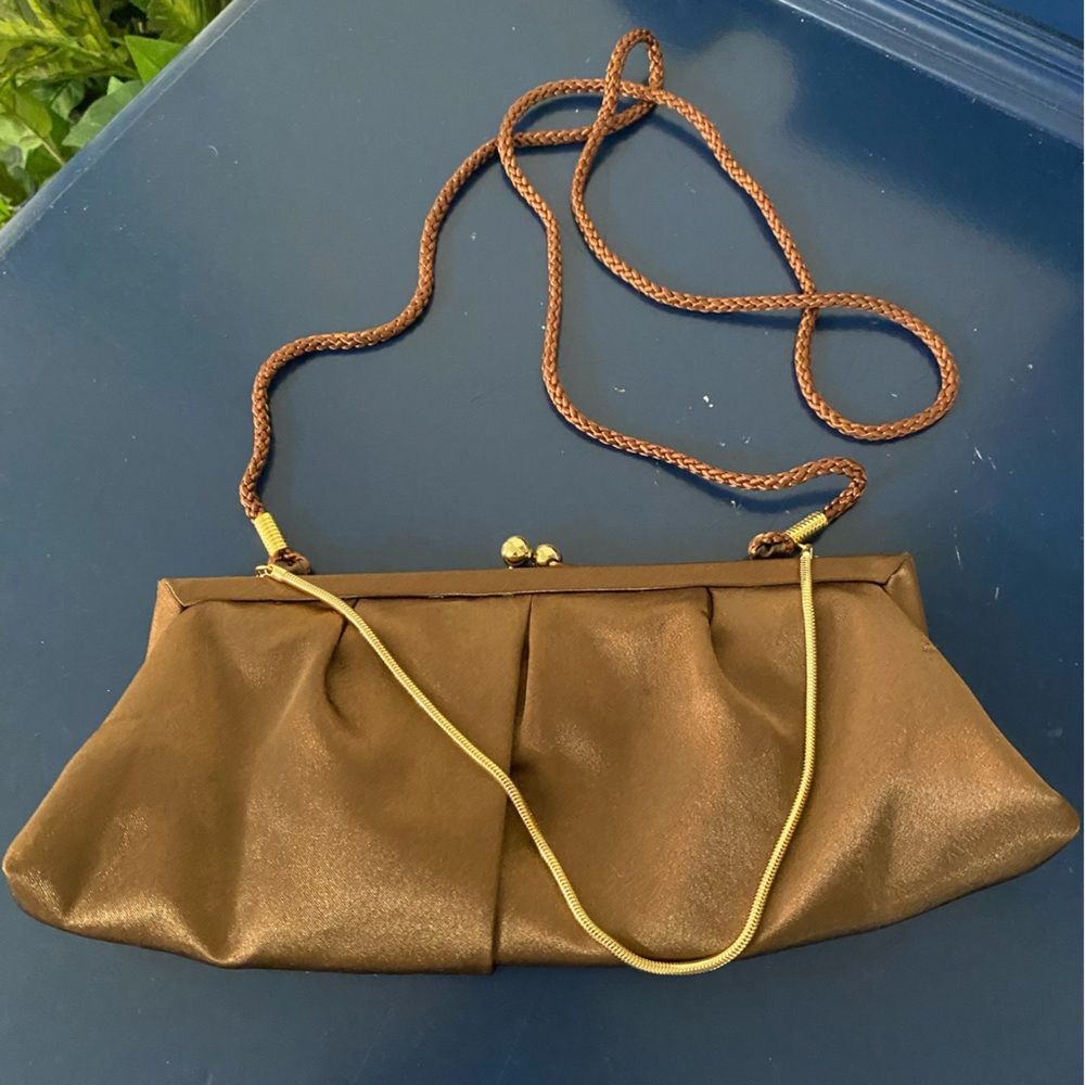 Kate Landry brown satin evening bag